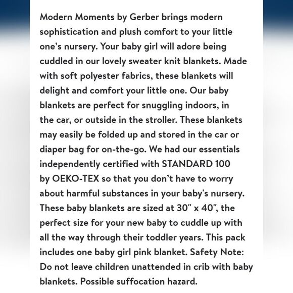 Modern Moments by Gerber Baby Boy or Girl Cable Knit Blanket with Sherpa, Pink - Picture 5 of 8